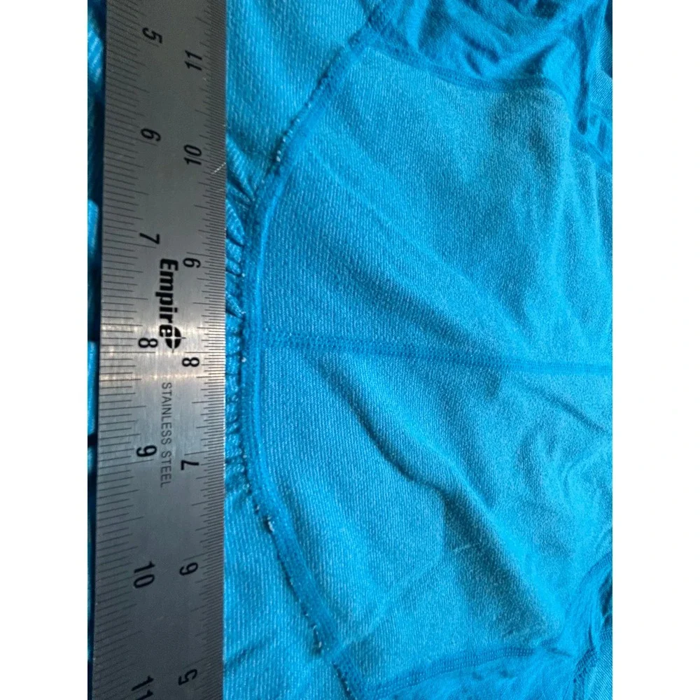 Lululemon Turquoise Blue Ruched Half Zip Hoodie Long Sleeve Thumbholes Size 6-53